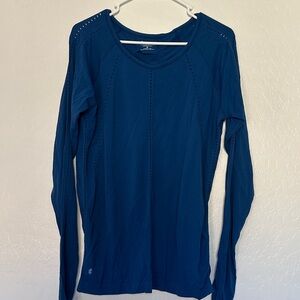 Athleta foothill seamless Long Sleeve heather blue workout top women’s XL active